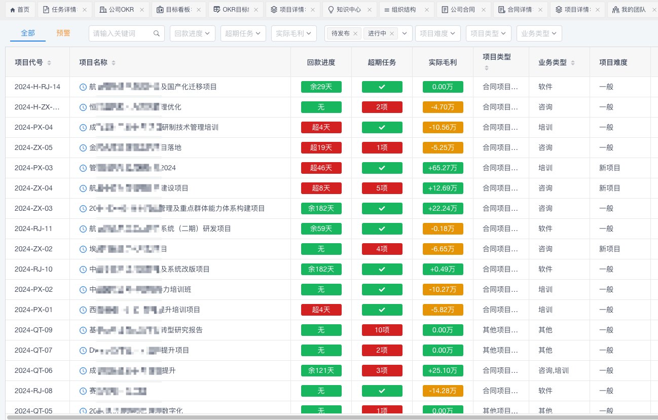 项目预警与风险跟踪视图